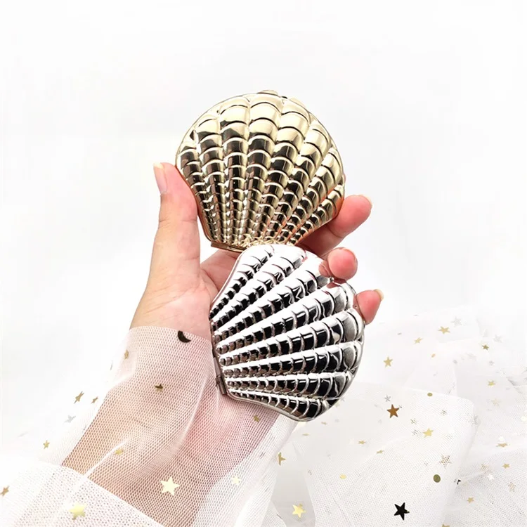 Magnify 2X Shell Mirrors Double Sides Blank Bling Hand Mirror
