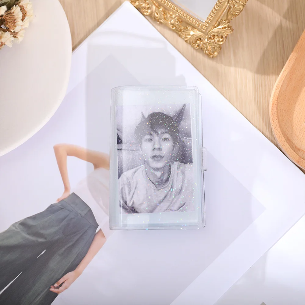 16 Sheets Snap Button Pocket Photo Album 3 Inch Pvc Cute Mini Photo Album Keychain Scrapbook Book Album