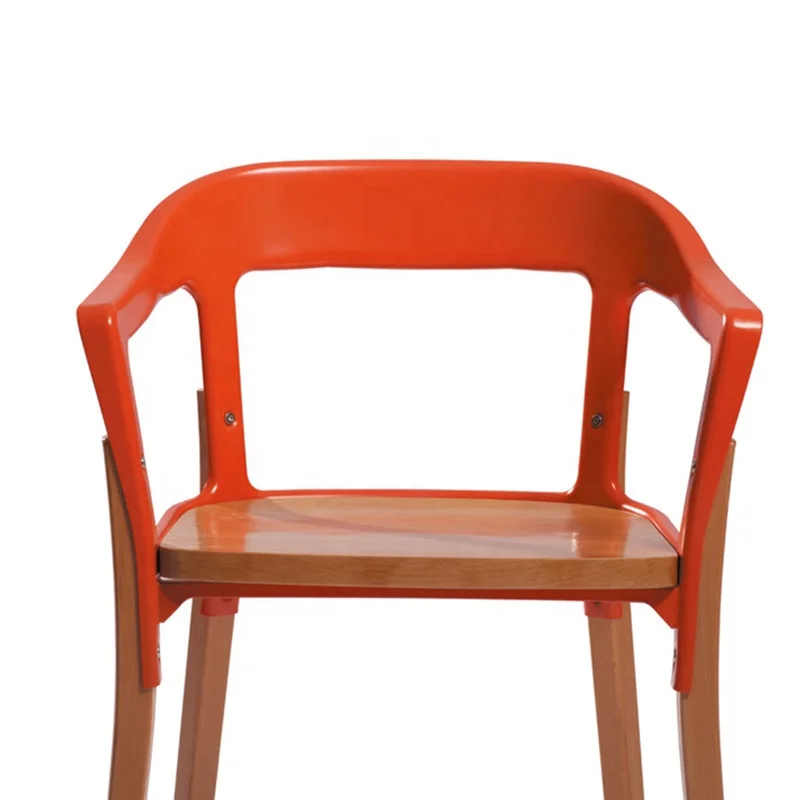 Современный недорогой металлический деревянный обеденный стул с подлокотником для помещения Morezhome