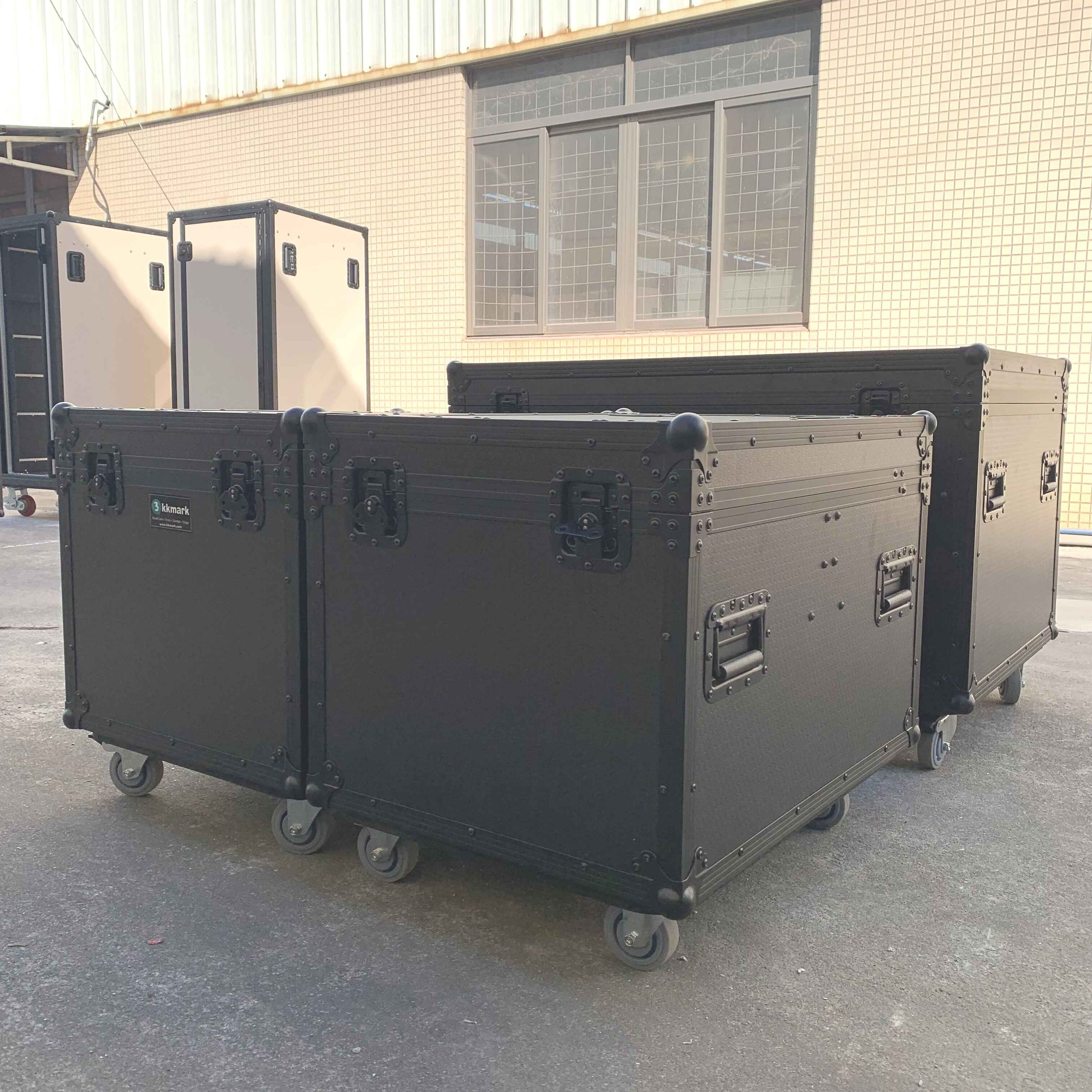 Kkmark 3 Cases Package Multi-Stacking Modular Truck Pack Half Trunk Utility Storage ATA Flight Case with Caster Dish and Wheels