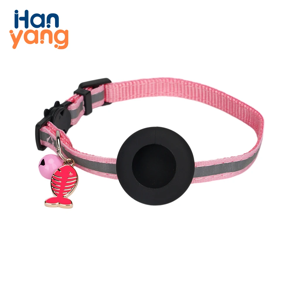 HanYang OEM Custom Airtag Tracker Protective Case Anti-missing Pet Positioning Collar Cat Reflective Bell Collar