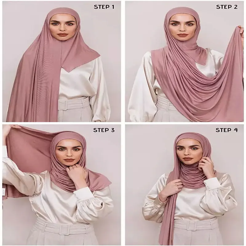 New Custom Fashion One Loop Instant Cotton Jersey Hijab Ready To Wear Scarf Shawls Premium Stretchy Jersey Scarf Instant Hijab