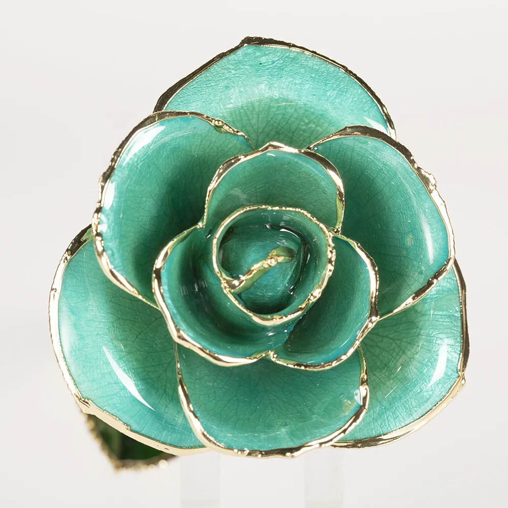 24k gold Eternal Rose Flower  preserved fresh flower Tiffany blue wholesale preserved rose