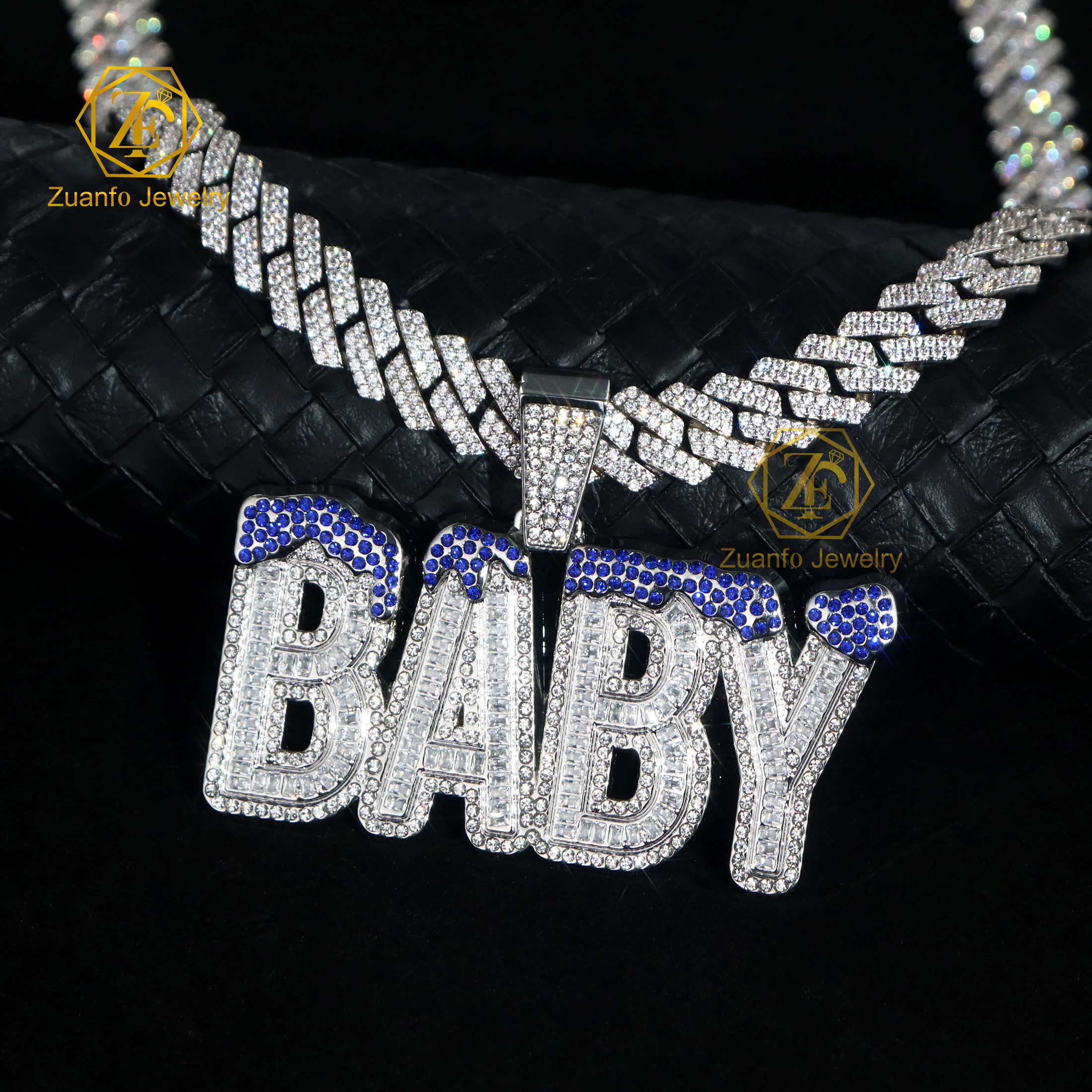 Custom Letter Pendant HipHop Jewelry 925 Silver BABY Letter D VVS1 Moissanite Pendant Charm For Men