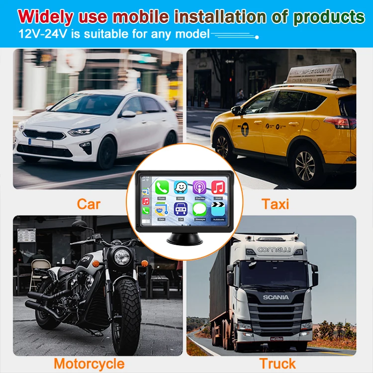 wireless carplay universal 7inch carplay screen portable display car radio player android auto apple carplay