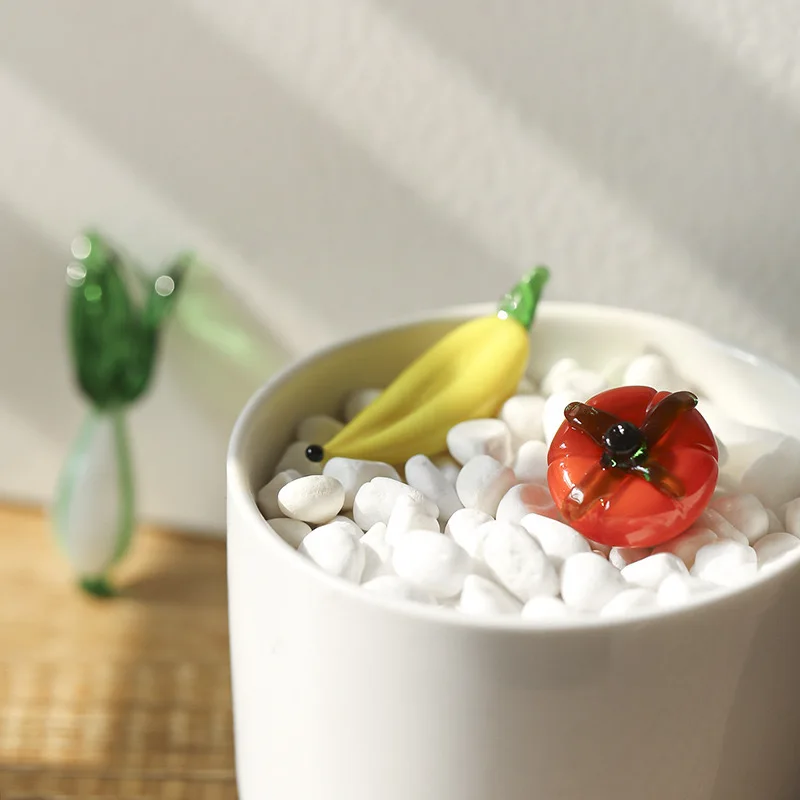 hot sale hand-blown artificial and vegetable Stained glass fruit statues Christmas tree decorations