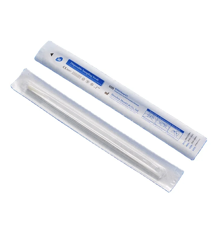 Specimen Collection Flocked Swabs Medical Plastic Stick Cotton Saliva Dna Sample Collection Sterile Throat Swab
