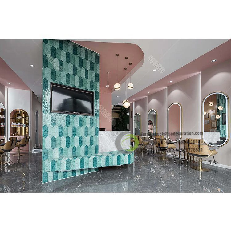 Простой дизайн зеркала для маникюрного салона современный стеклянный стол ногтей деревянное оборудование и мебель