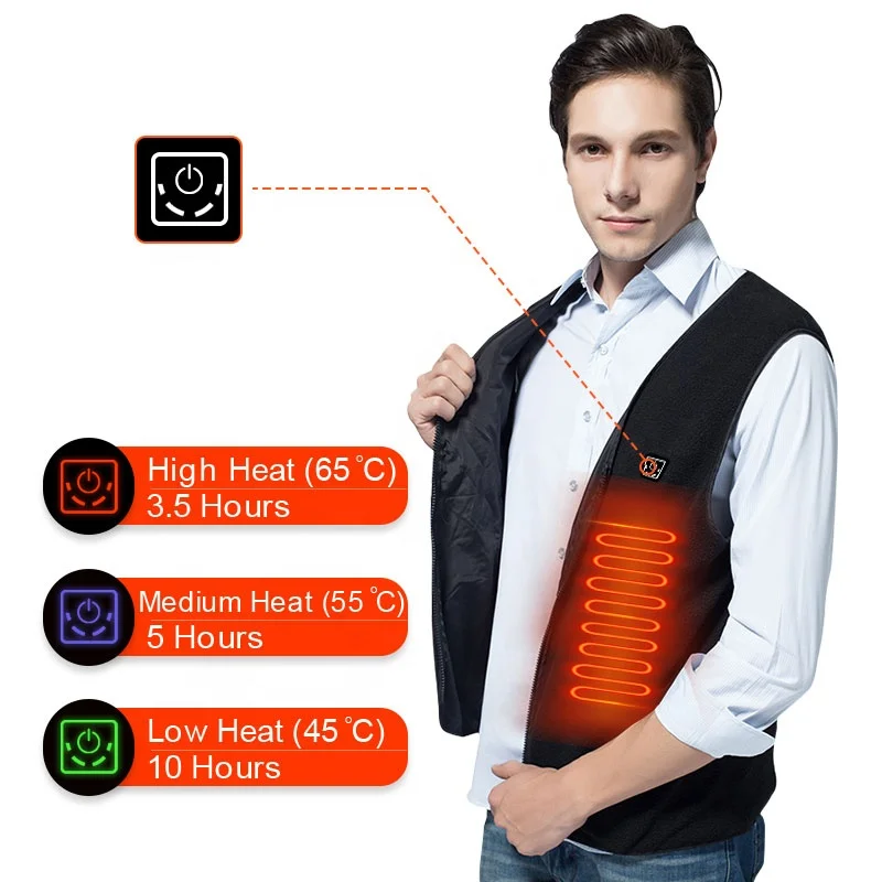 breathable customise cheap wholesale safety electronic battery electrical fast heating power bank button thermal heated vest