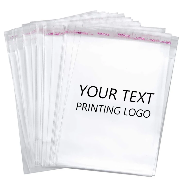 Custom Logo Printing Resealable Apparel Package OPP Bag Self Sealing Bopp Transparent Cello Clear Plastic Cellophane