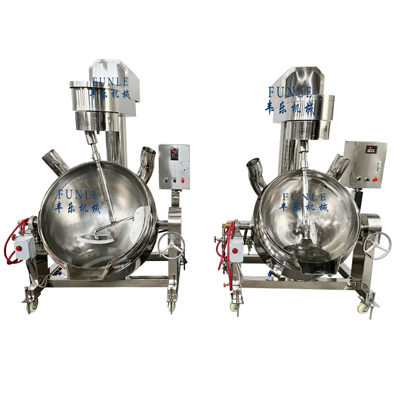 Gas Heating Tomato Paste Cooking Mixer Machine / Hot Sauce Jacket Kettle With Mixer