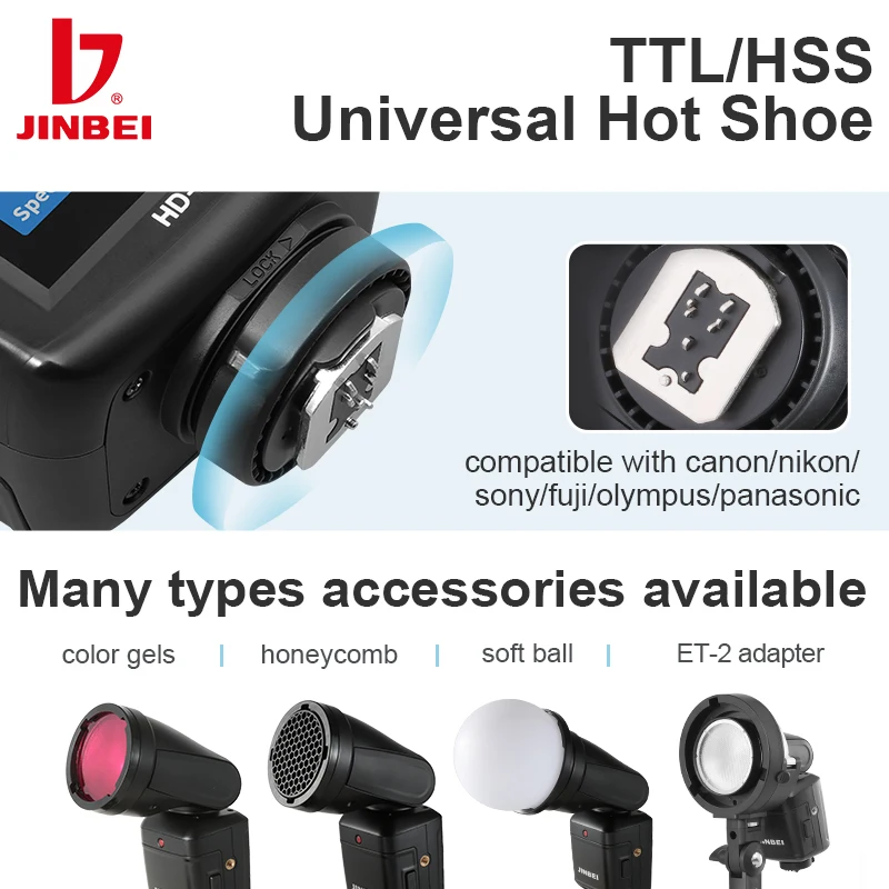 inlightray JINBEI HD-2 PRO TTL Li-ion Round for camera flash lights Portable Speedlite for outdoor shooting