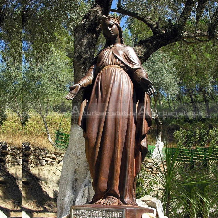 Hot sale Custom Outdoor  life size bronze Religious  virgin most powerful statue for Square landscape mary sculpture