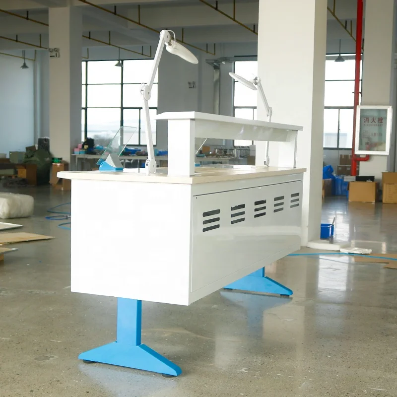 Customized Color Dental Lab Furniture Two Double Person Work Bench