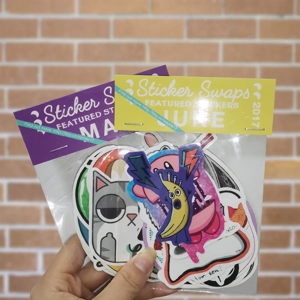 Custom Waterproof PVC Die Cut Stickers Cartoon Vinyl Sticker Pack With Header Card