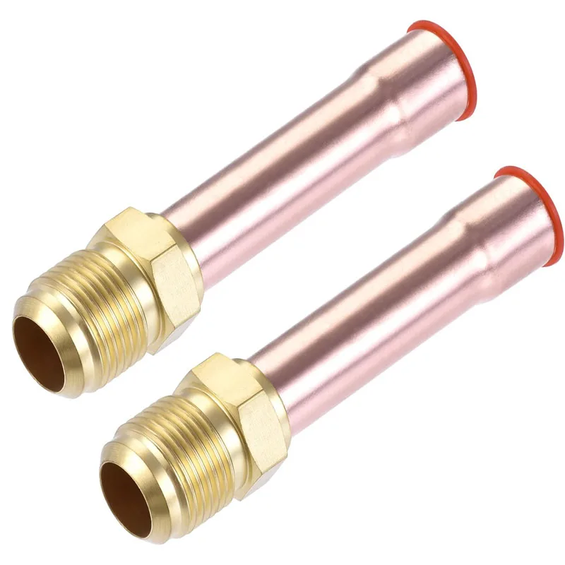 Brass Pipe Fitting 5/8 SAE Flare Connector Male Thread Adapter With Copper Tube For Air Conditioner HVAC System