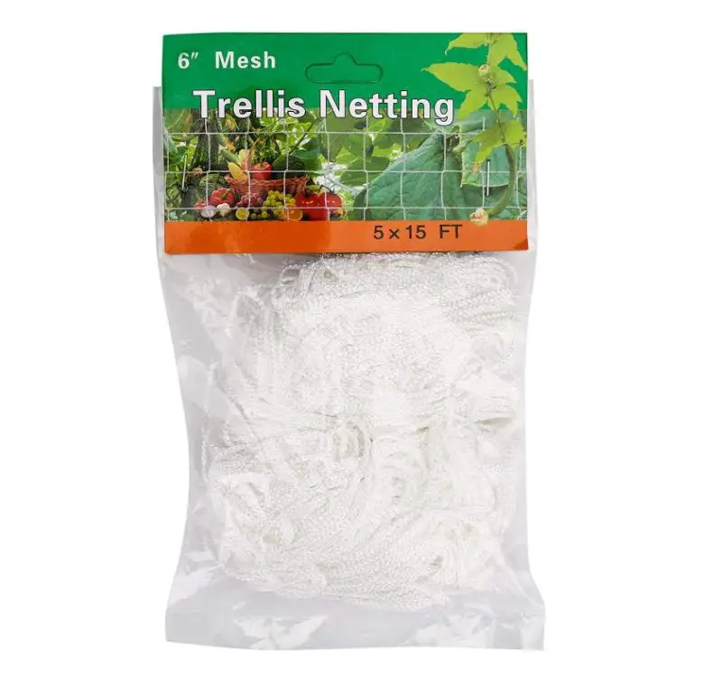 Heavy-duty Polyester Plant Trellis Netting 5 x 15ft Square Mesh Net for Climbing Plant Fruits, Vegetables