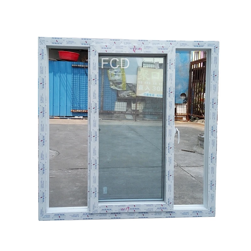 Best Quality Villa Resist Hurricane Impact Design PVC Sliding Window Design Tempered Glass PVC Window