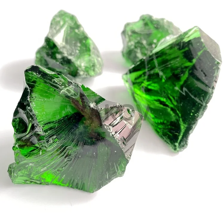 home decoration garden landscaping dark green slag glass rocks