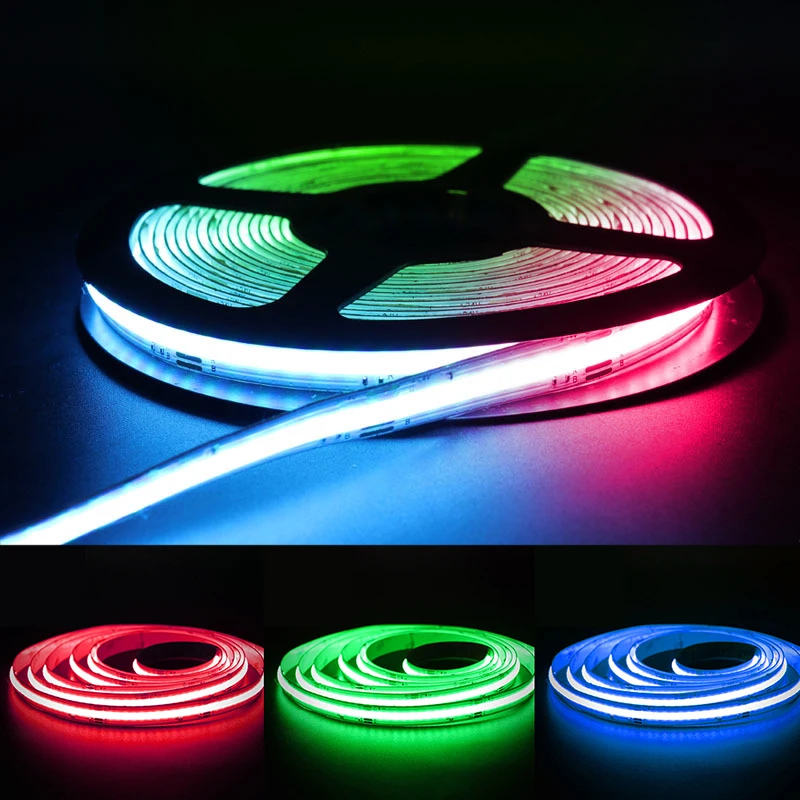 cob tape with IC sk6812 ws2811 1903 dream color addressable cob led strip rgb 5v 12V 24V