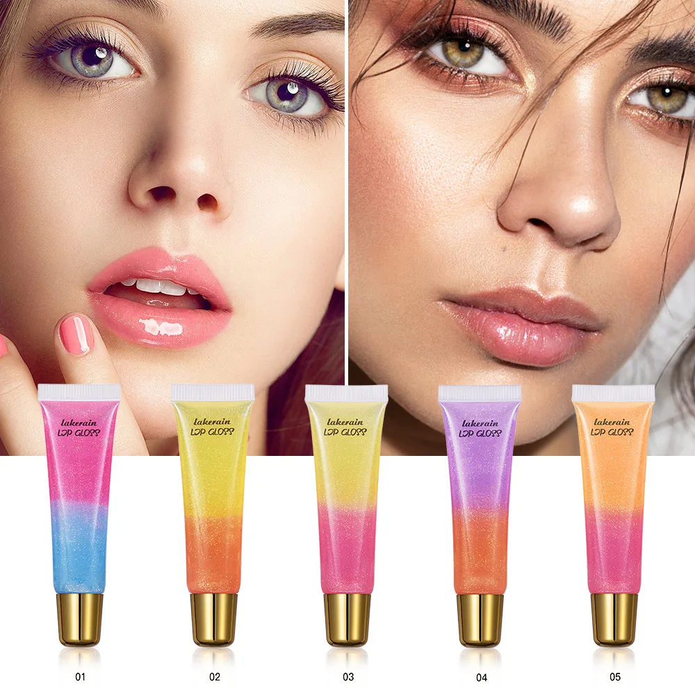 OMG private label two color lip plumping gloss clear shiny soft tube shimmer squeeze tube plump lip gloss