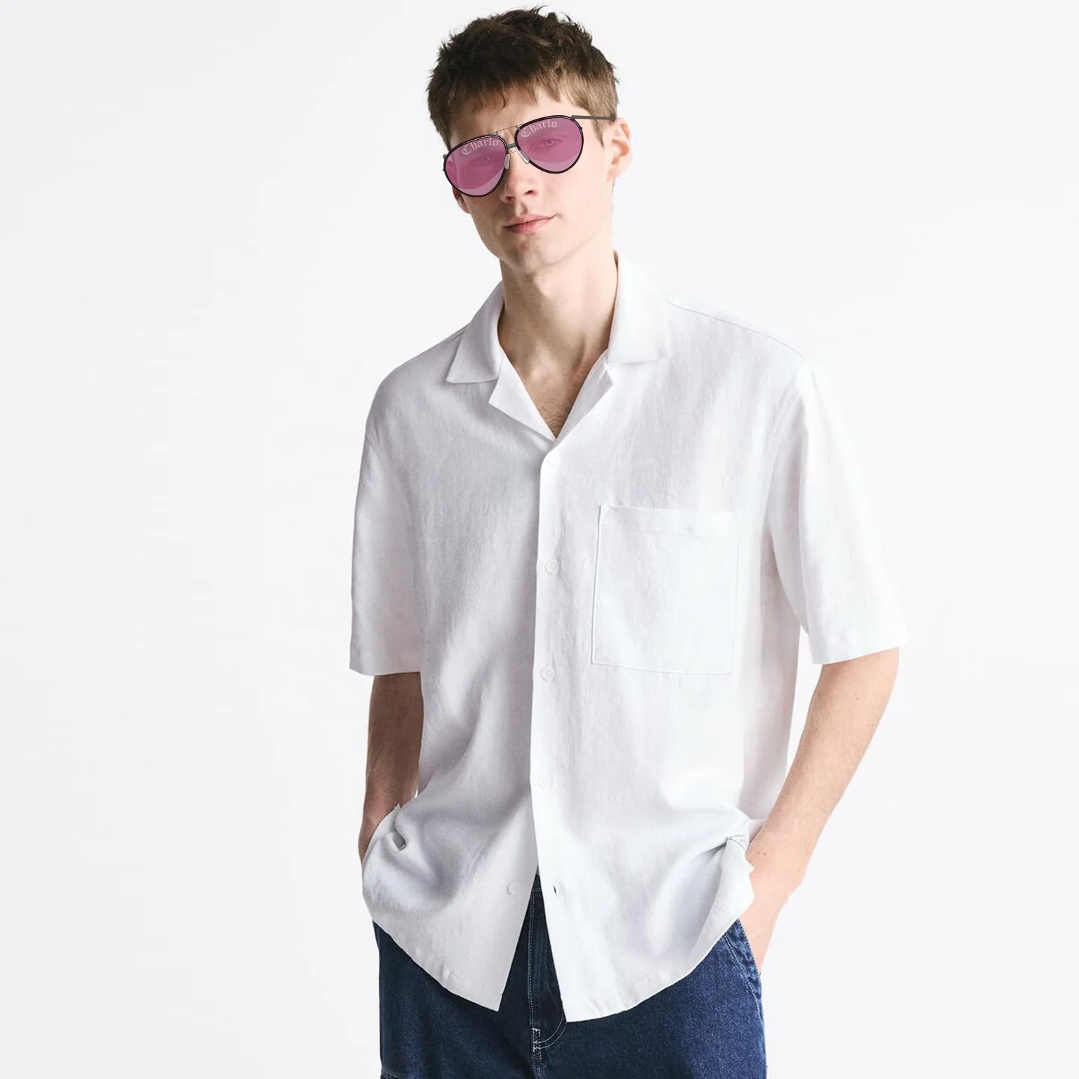 Custom cotton collar casual fashion white shirt High Quality Bamboo Fiber breathable short sleeve formal shirts for men