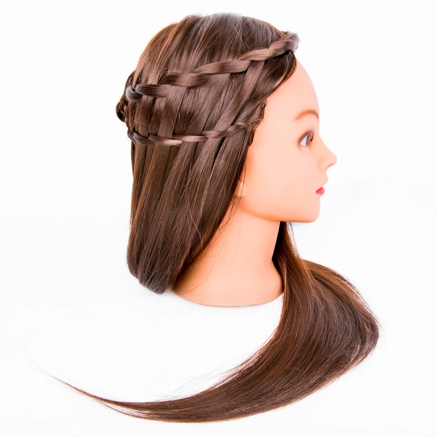 Female Synthetic Training Mannequin Manikin Head Wig Display Wholesale Brown Straight hair Mannequin Head For Hair Salon