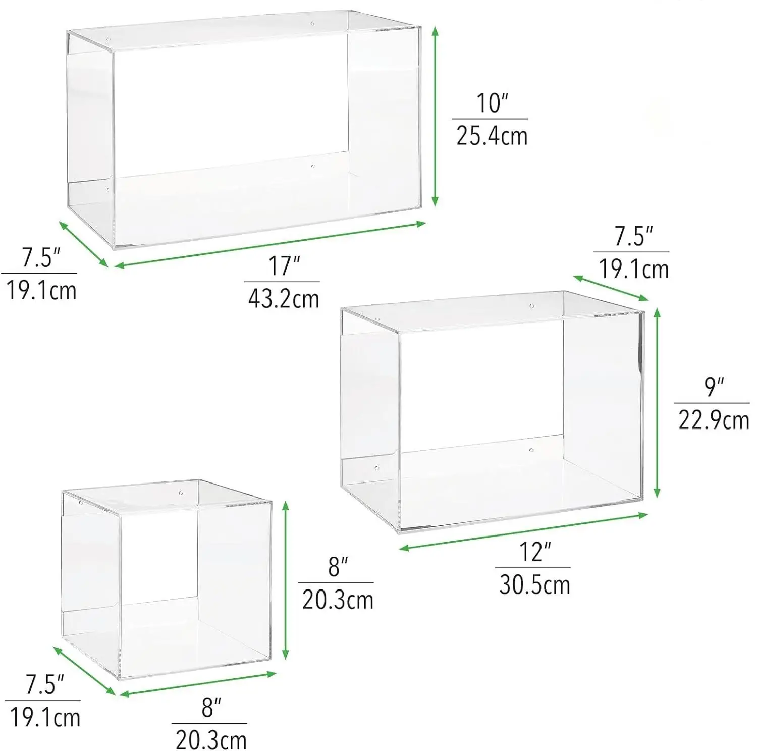 Decorative Acrylic Geometric Square/Rectangle Display for Photos Plants Decor - Shadow Box for Bedroom Acrylic Cube