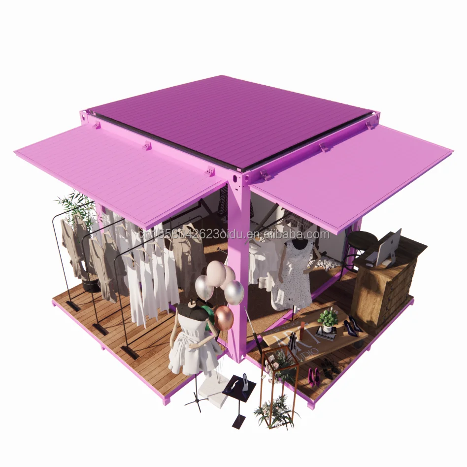 Prefabricated 10ft pop-up expansion display cabinet Container clothing store