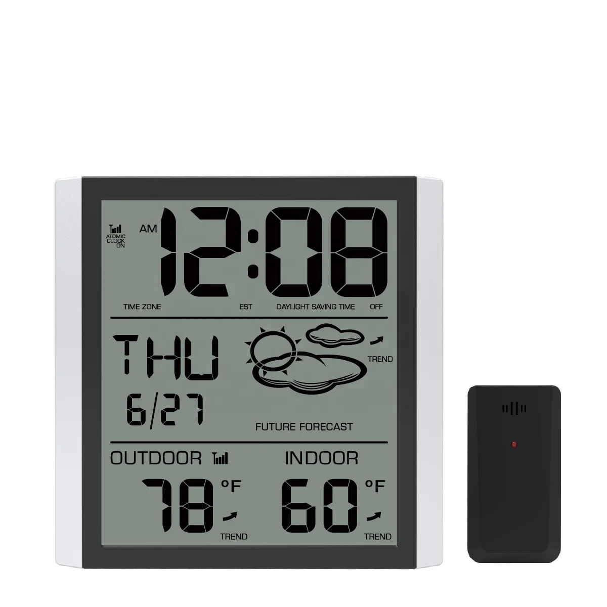 Большие цифровые настенные часы EWETIME с ЖК-дисплеем и влажностью и температурой