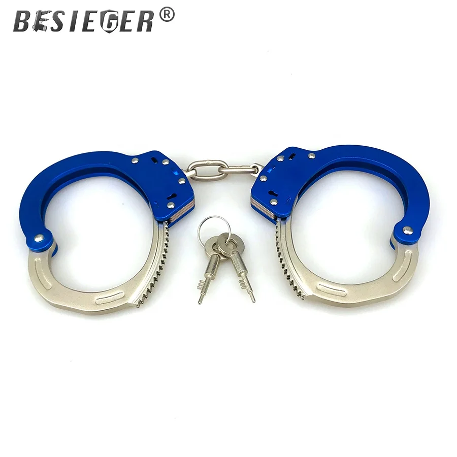 Double lock light police handcuffs aluminum alloy steel handcuffs for police use