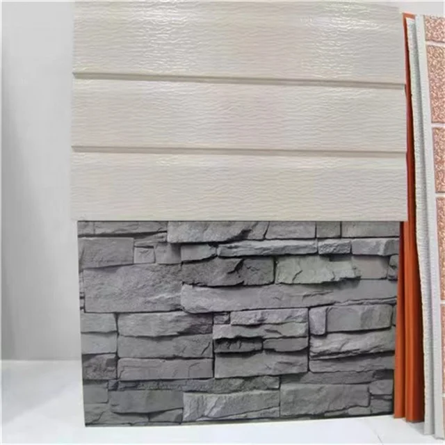 Pu Sandwich Waterproof External Wall Cladding Decorative House Siding Panel