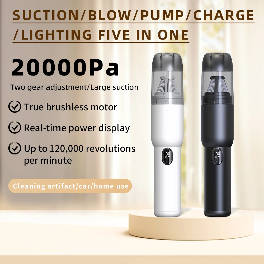 20kPa Handheld Portable Vacuum Cleaner Blower For Car Wireless Handheld Vacuum Cleaner Rechargeable Car Vacuum