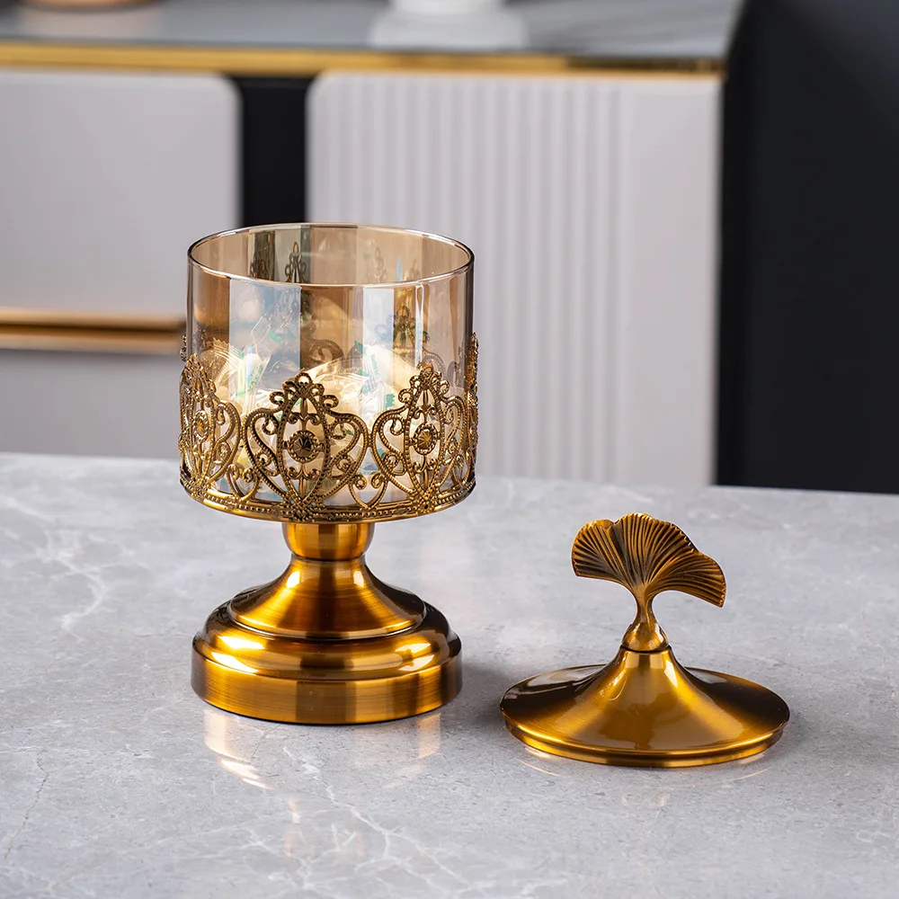 European-Style Crystal Glass Snack Jar Light Luxury High-Legged Storage Tray Candy Holder for Home Decor Coffee Table Ornament