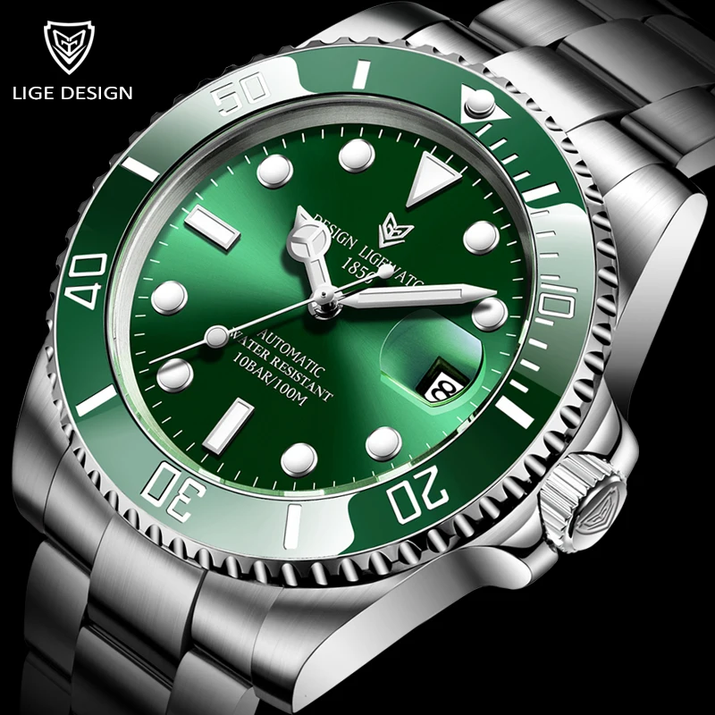 2021 LIGE New Watch Men Automatic Mechanical Tourbillon Clock Fashion Sport Diving Watch 100ATM Waterproof Watches