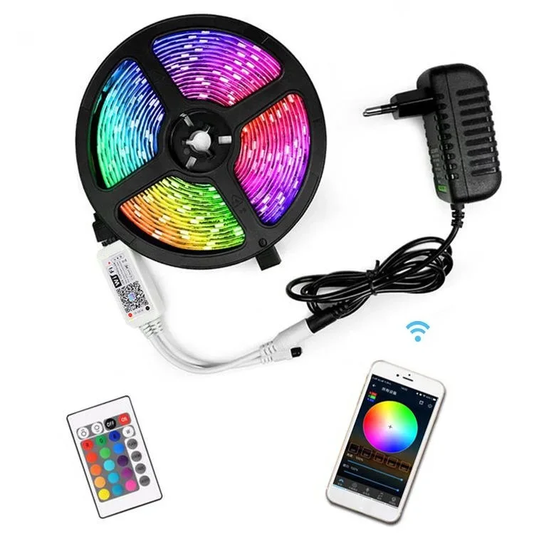 Заводская цена комплект лент 10 м 5 12 В оптовая продажа светодиодных Rgb с дистанционным управлением и источником питания