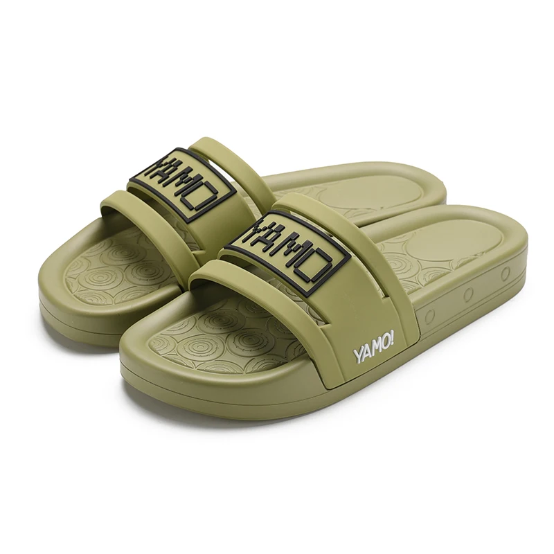 Henghao High Quality Pu 3d Rubber Logo Boy New Models Slippers Thick Sponge Sole Slippers Flite Slipper For Men