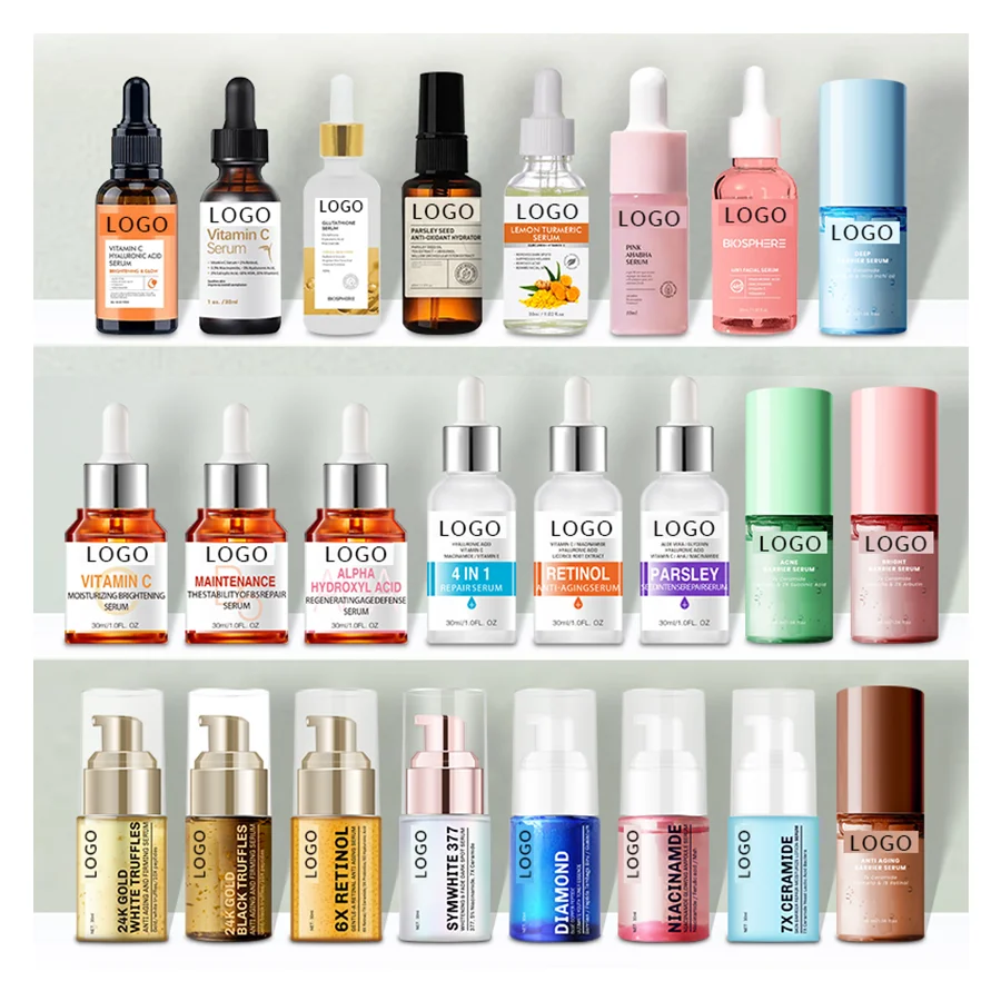 Various halal OEM new skin care serum hyaluronic acid niacinamide centella asiatica vegan face serum