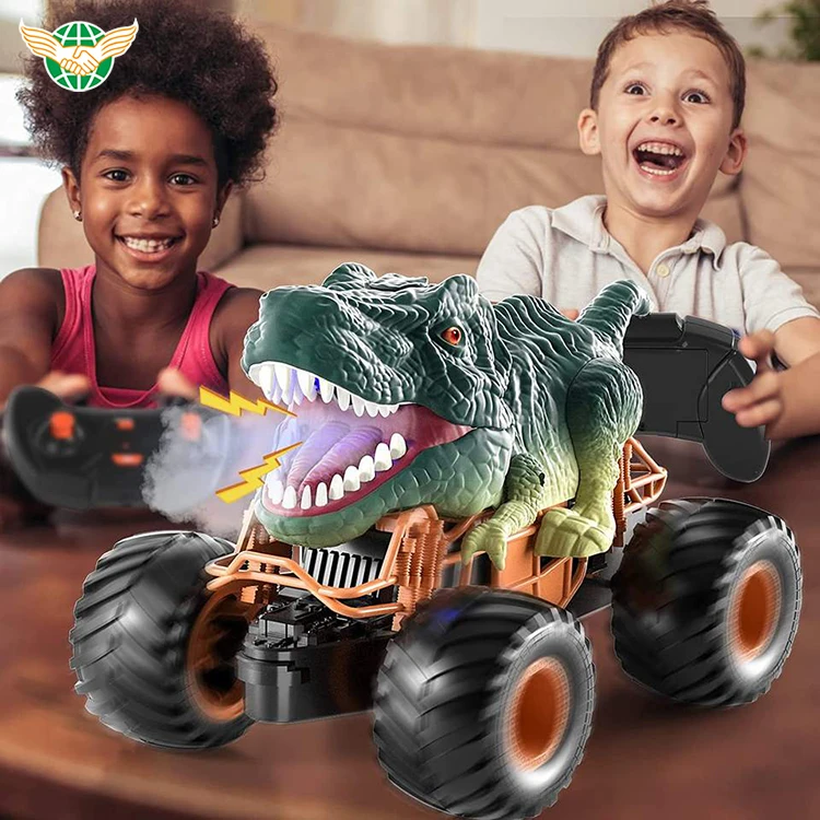2.4Ghz Remote Control Dinosaur Truck toy Spray Off-Road Climbing Vehicle Tyrannosaurus RC Car Toys with Light & Sound Spray