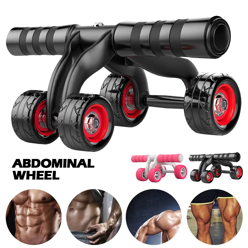 Abdominal Muscle Exercise 4 Wheel Ab Wheel Roller With Knee Pad