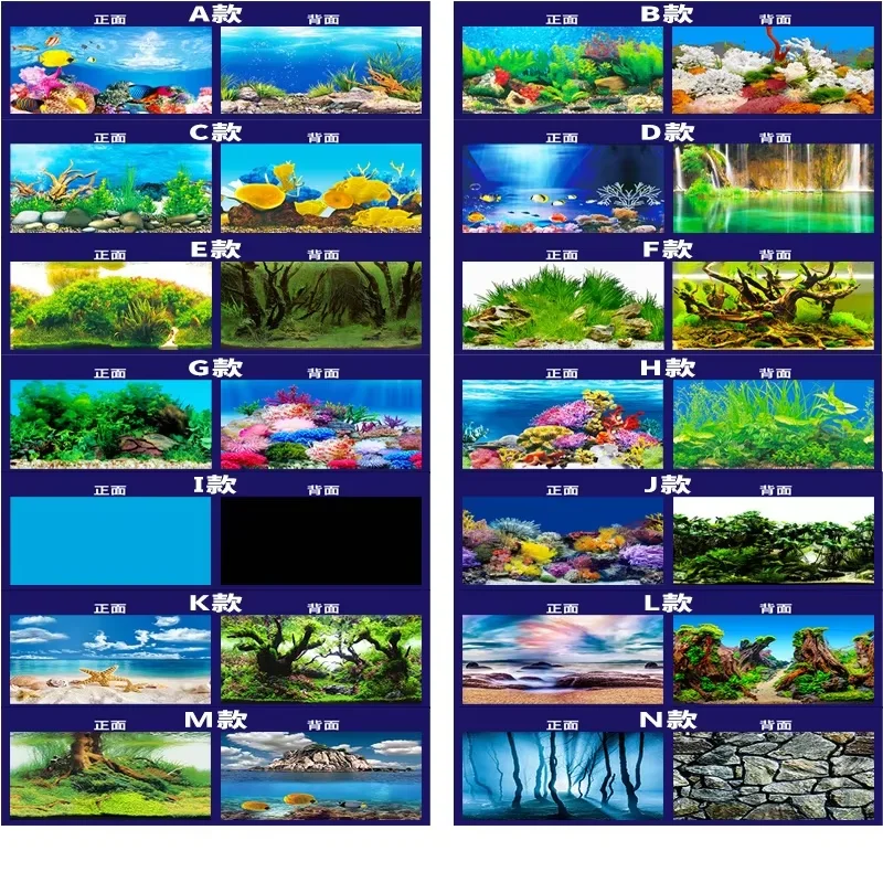 Wholesale Aquariums Accessories Double-sided Landscape Sticker Poster Fish Tank 3D Ocean Sea Plant Background Sticker Decoration