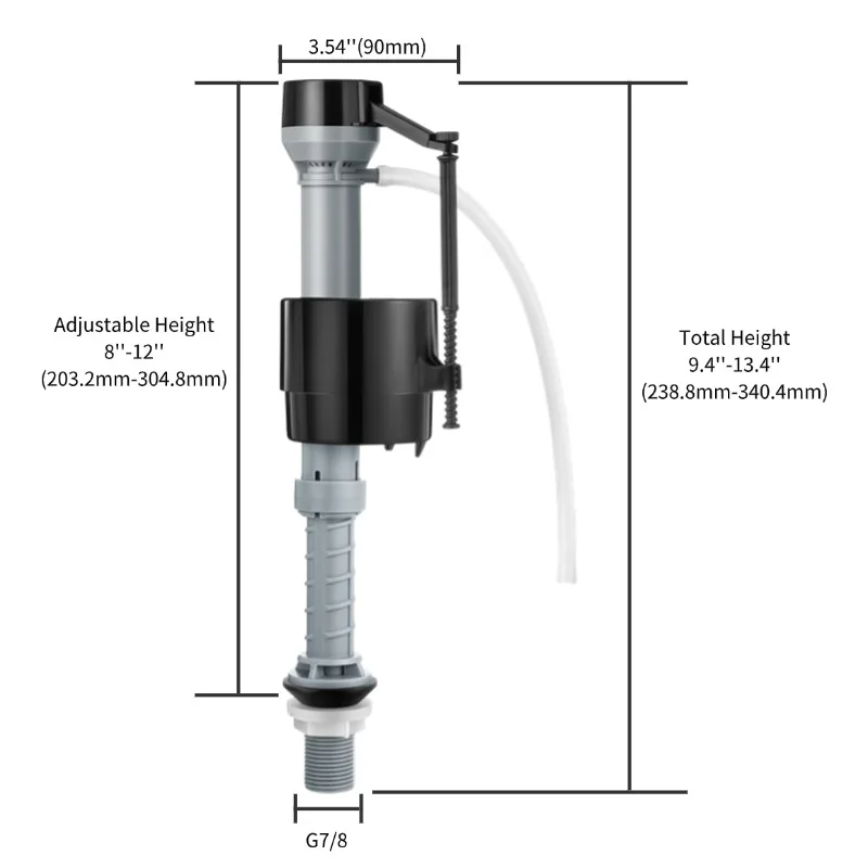 Adjustable Fill Valve Replacement Kit Universal Toilet 2-Inch Rubber Flapper Side Tank Lever Fashion-Design Iron Rod Bathroom