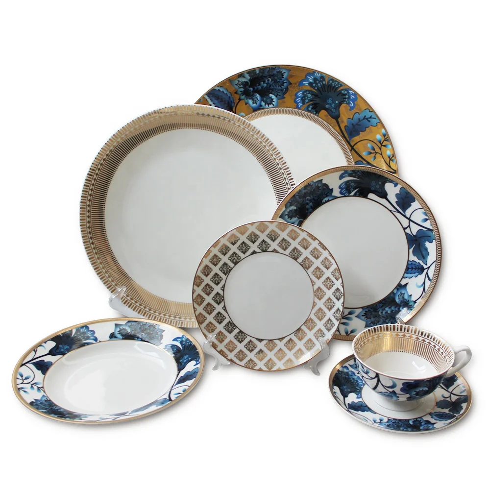 Wholesale Table Ceramic Dinner Plates Fine Bone China Dinnerware Set Supplier Porcelain Wedding Charger