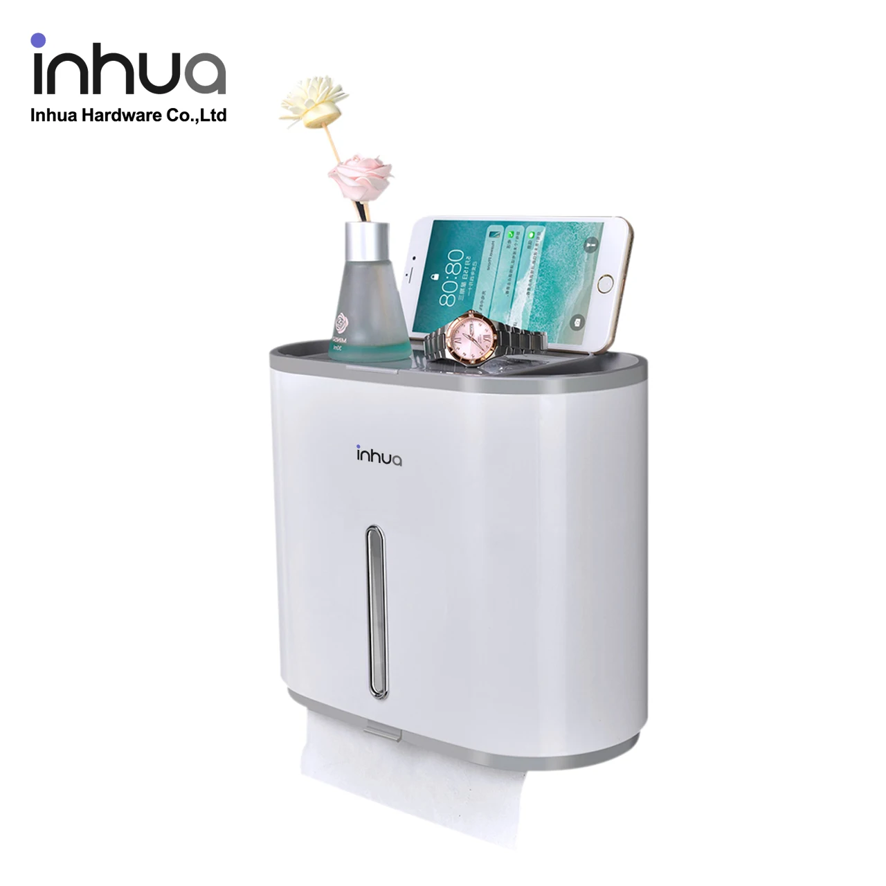 
Simple and stylish multi-purpose bathroom roll paper storage rack wall-mounted tissue box ABS material toilet paper holder 