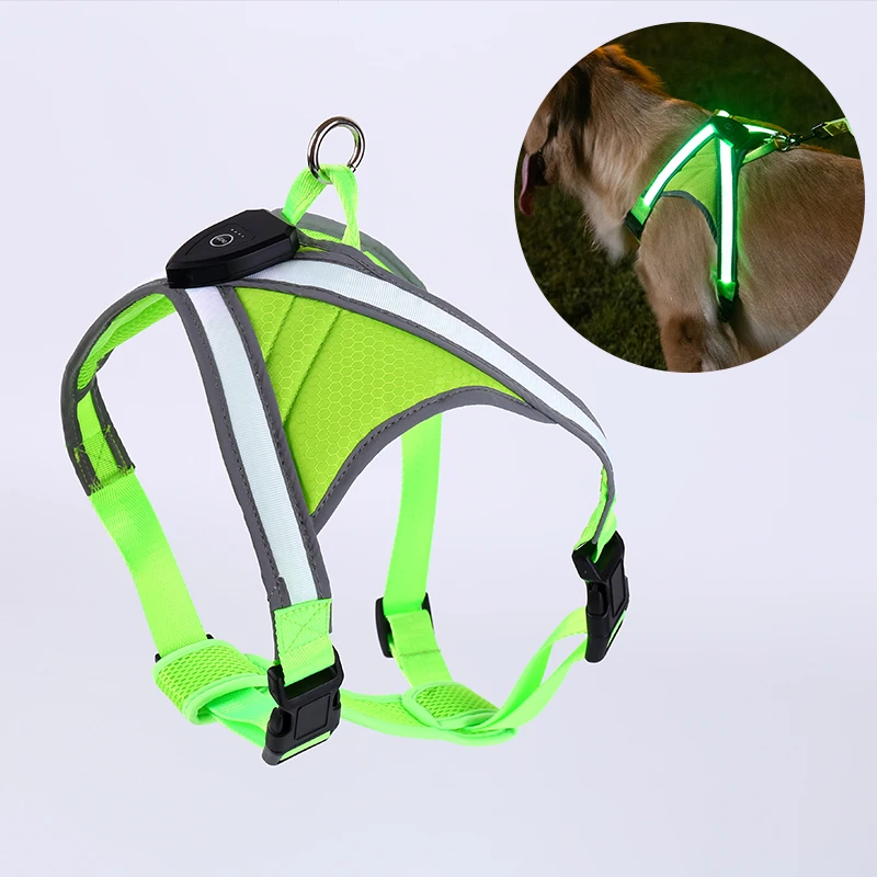 Durable Light Up Dog Harness Reflective Lighted LED Dog Coat For Small Medium Large Dogs
