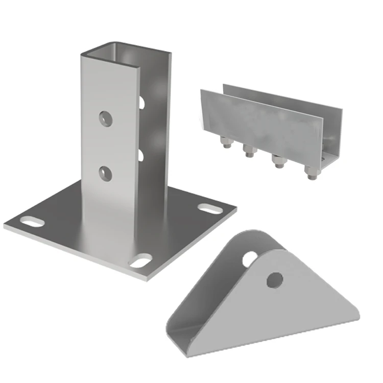 ZAM steel Leg base support splice rail connector solar panels inter end clamp pv solar ground mounting system