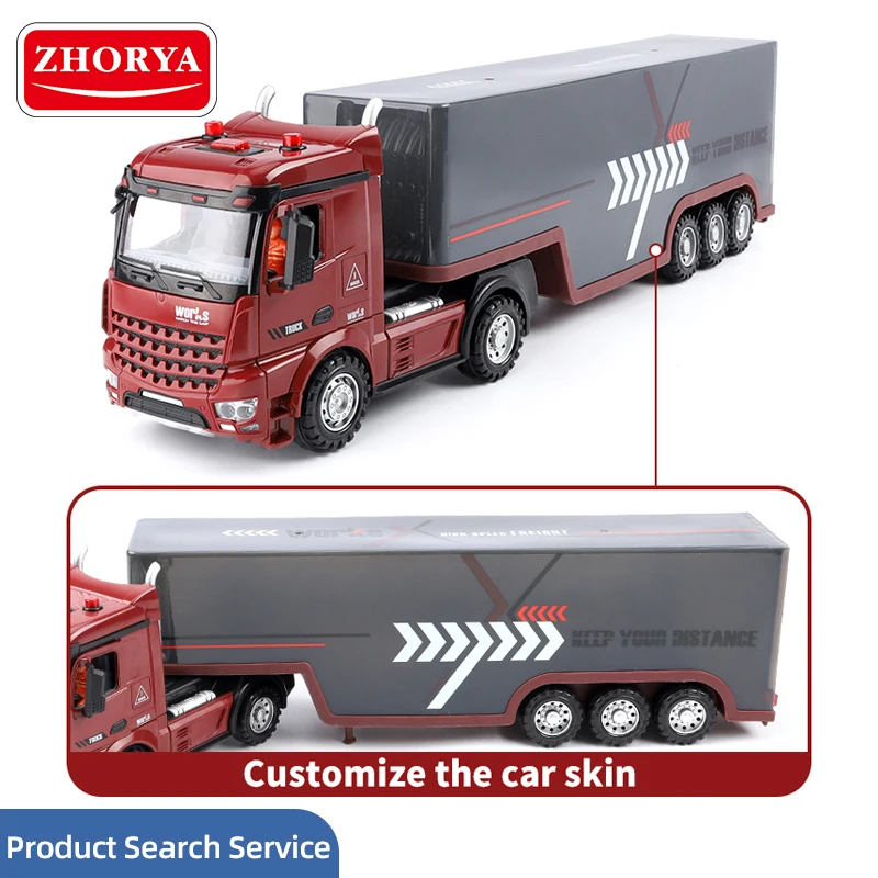 Zhorya light and sound Container Truck Toy Tractor Trailer Play Toy Truck Vehicle for Kids