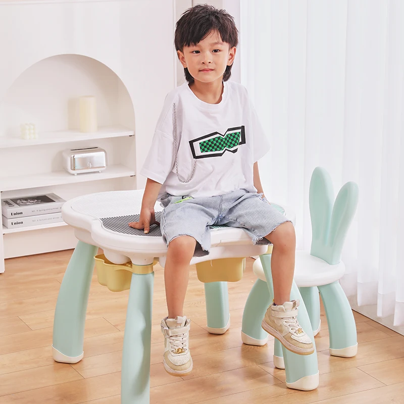 High Quality Wholesale OEM building blocks table with chair kids table set children chairs