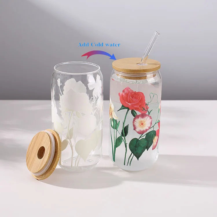 Custom Drinking Tumbler Glassware Beer Mug Printed Color Changing Glass Cup With Logo