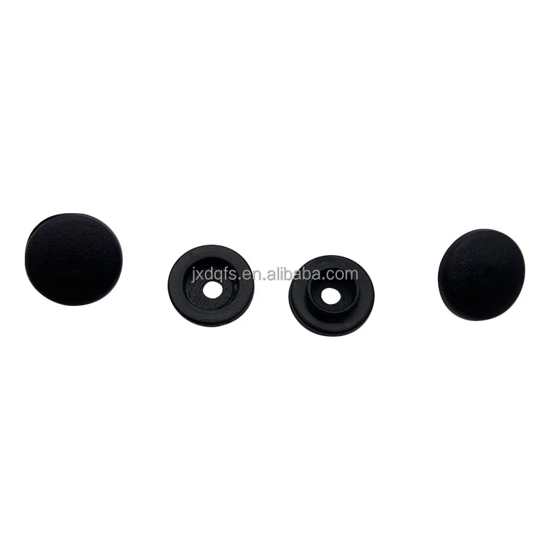black plastic Snap button fastener double cap 4 parts for a set 14 mm coats Snap Button Press Stud for clothes and bags